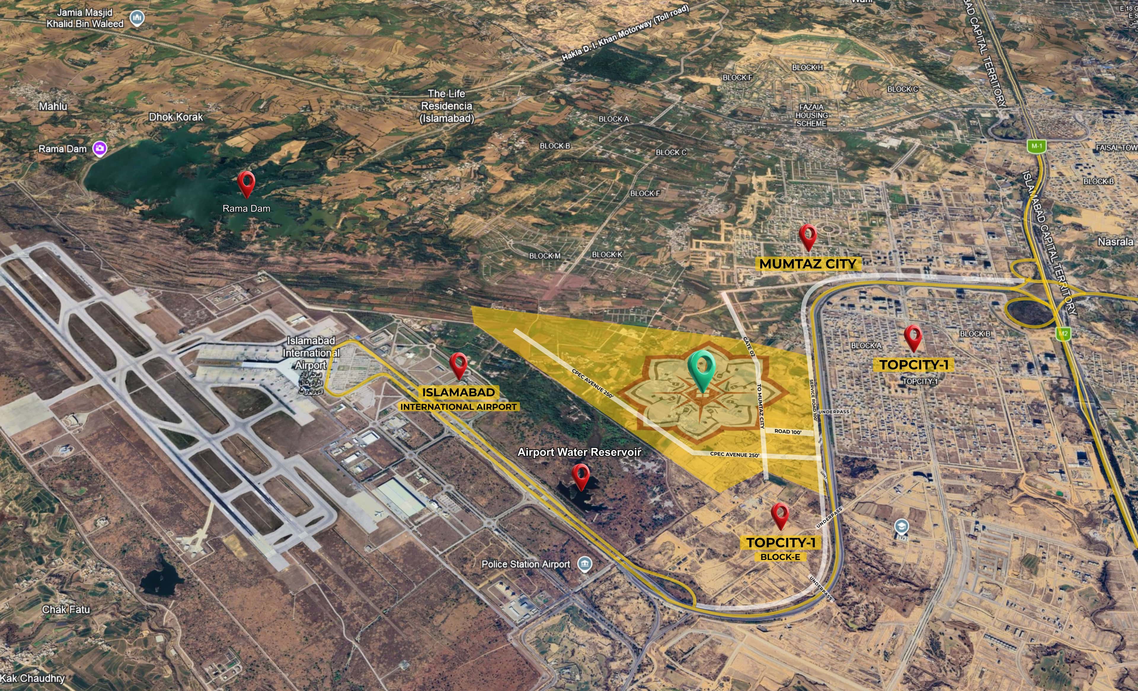 Site map for Aamin Housing-1 showing nearby landmarks