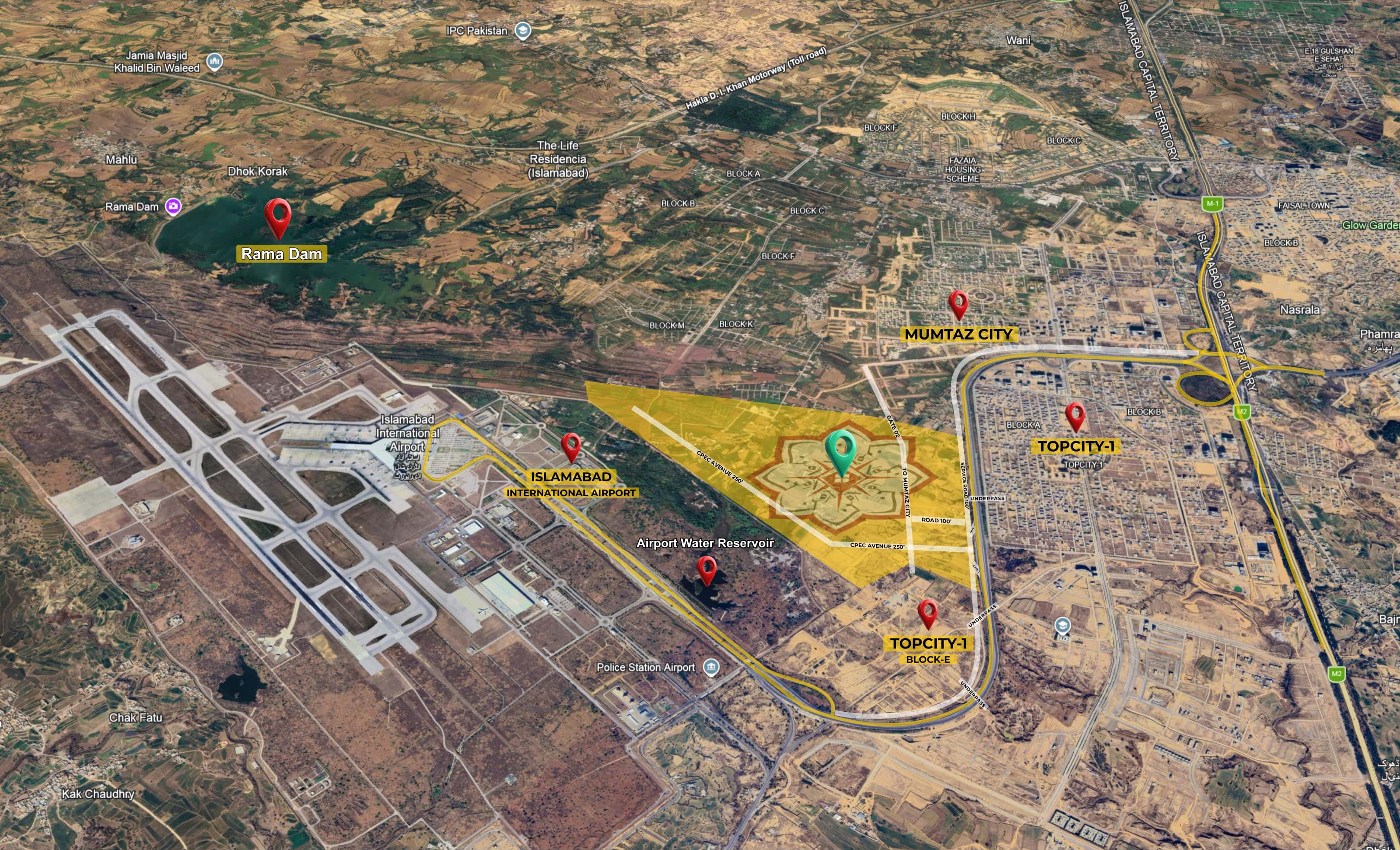 Site map for Aamin Housing-1 showing nearby landmarks