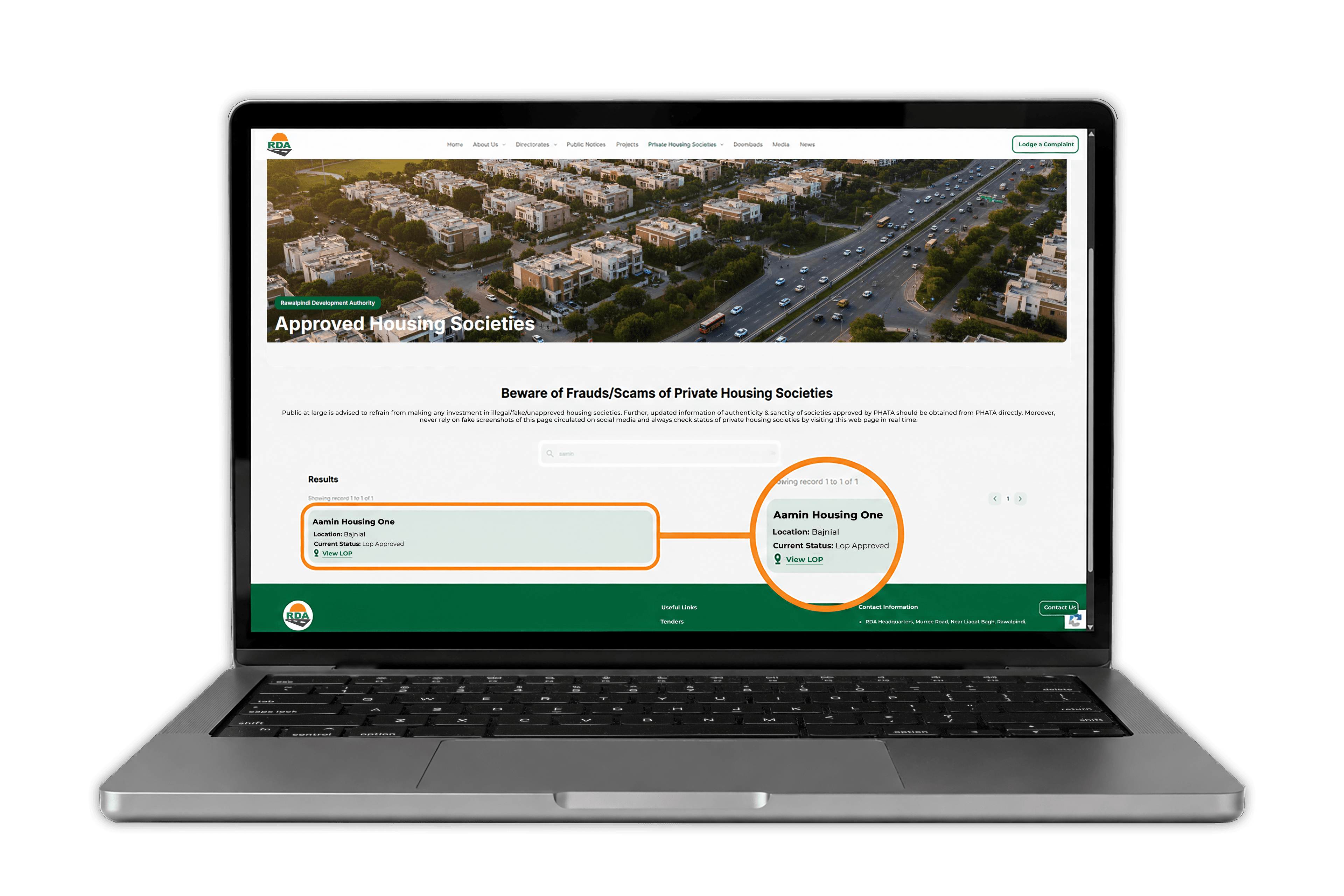 RDA approval and legal status certificate for Aamin Housing-1